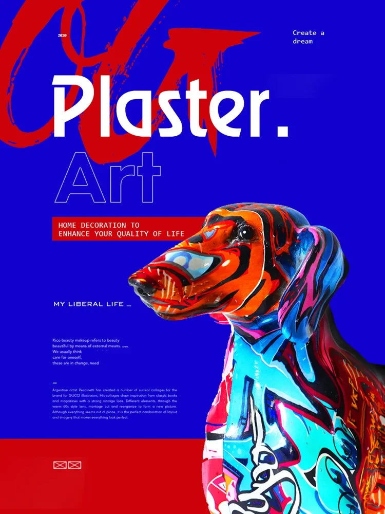 Creative Painted Colorful Dachshund Dog Decoration