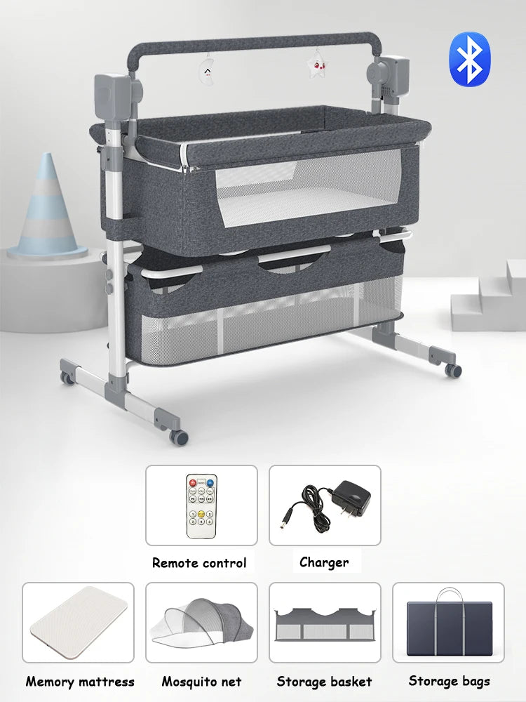 Rocking Baby Cot, Crib, Cradle, Bassinet, Portable with Mosquito Net