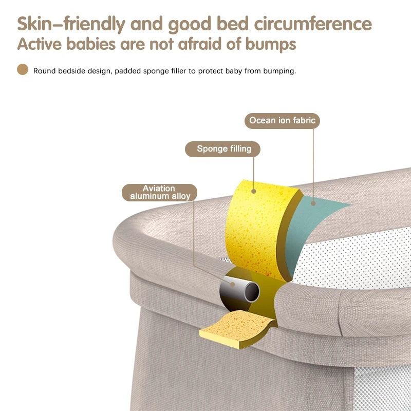 Rocking Baby Cot, Crib, Cradle, Bassinet, Portable with Mosquito Net