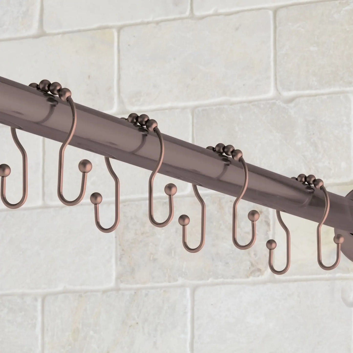 Rustproof Stainless Steel Double Easy Glide Shower Hooks, Bronze, Set of 12