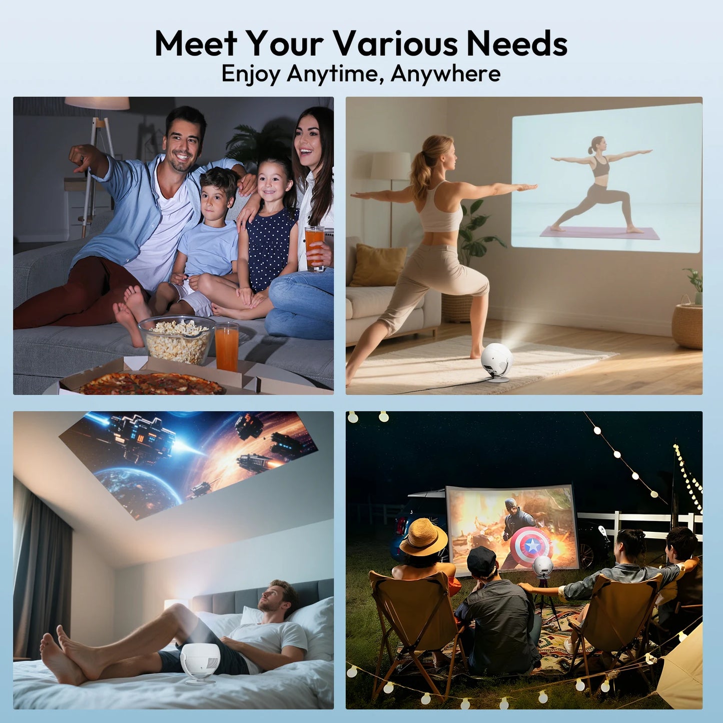Electric Focus & Unique design 350 Ansi 4K Android Projector, WiFi, Bluetooth, Zoom Home Theater, Movie Projectors