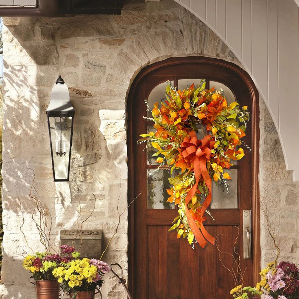 Thanksgiving Farmhouse Autumn Wreath, Maple Leaf