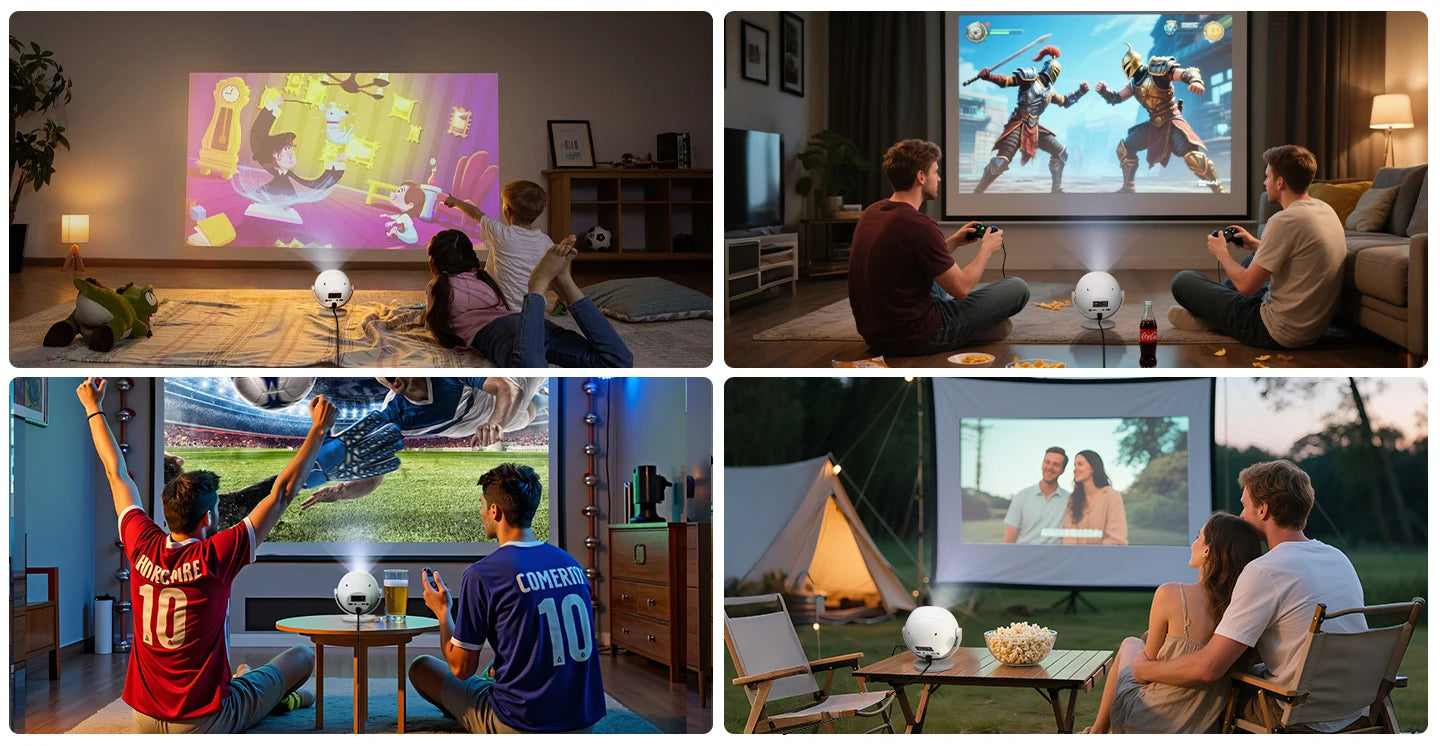 Electric Focus & Unique design 350 Ansi 4K Android Projector, WiFi, Bluetooth, Zoom Home Theater, Movie Projectors