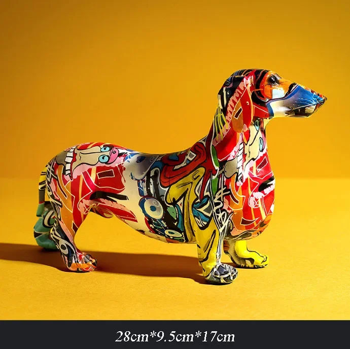 Creative Painted Colorful Dachshund Dog Decoration
