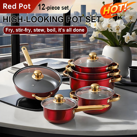 12-Piece Stainless Non-Stick Cookware Set, Multiple Colors