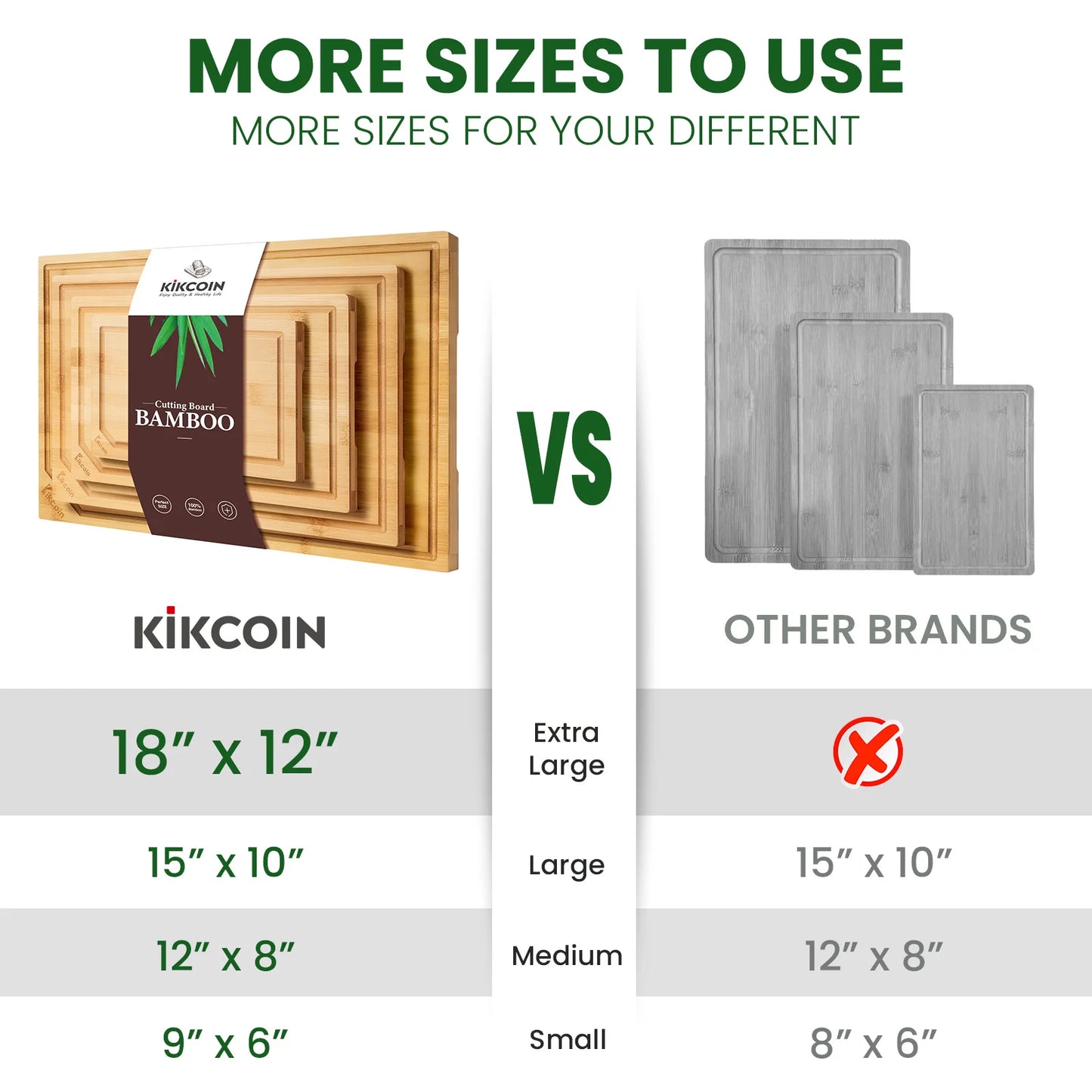 4-Piece Extra Large Kitchen Bamboo Cutting Board Set, Juice Groove, inner handle design.