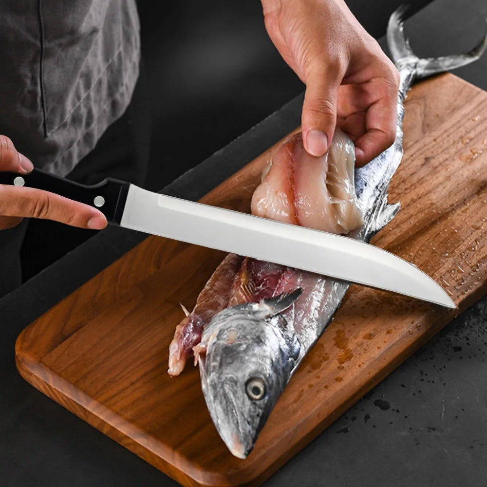 Full 15-Piece Stainless Knife Set with Scissors, Sharpening Rod, Solid Wood Knife Seat