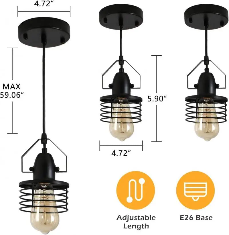 Vintage Loft Industrial Pendant Lights Hanging Lamp Modern Iron Cage Retro Loft Metal Lamps Retro Cafe Indoor Lighting Fixtures