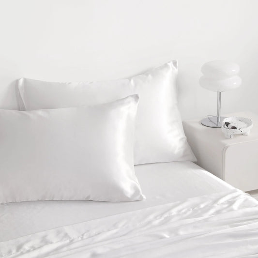 3-Piece Silky Satin Cooling Bed Sheet Set, Flat and 2 Pillowcases, Ultra Soft and Cozy