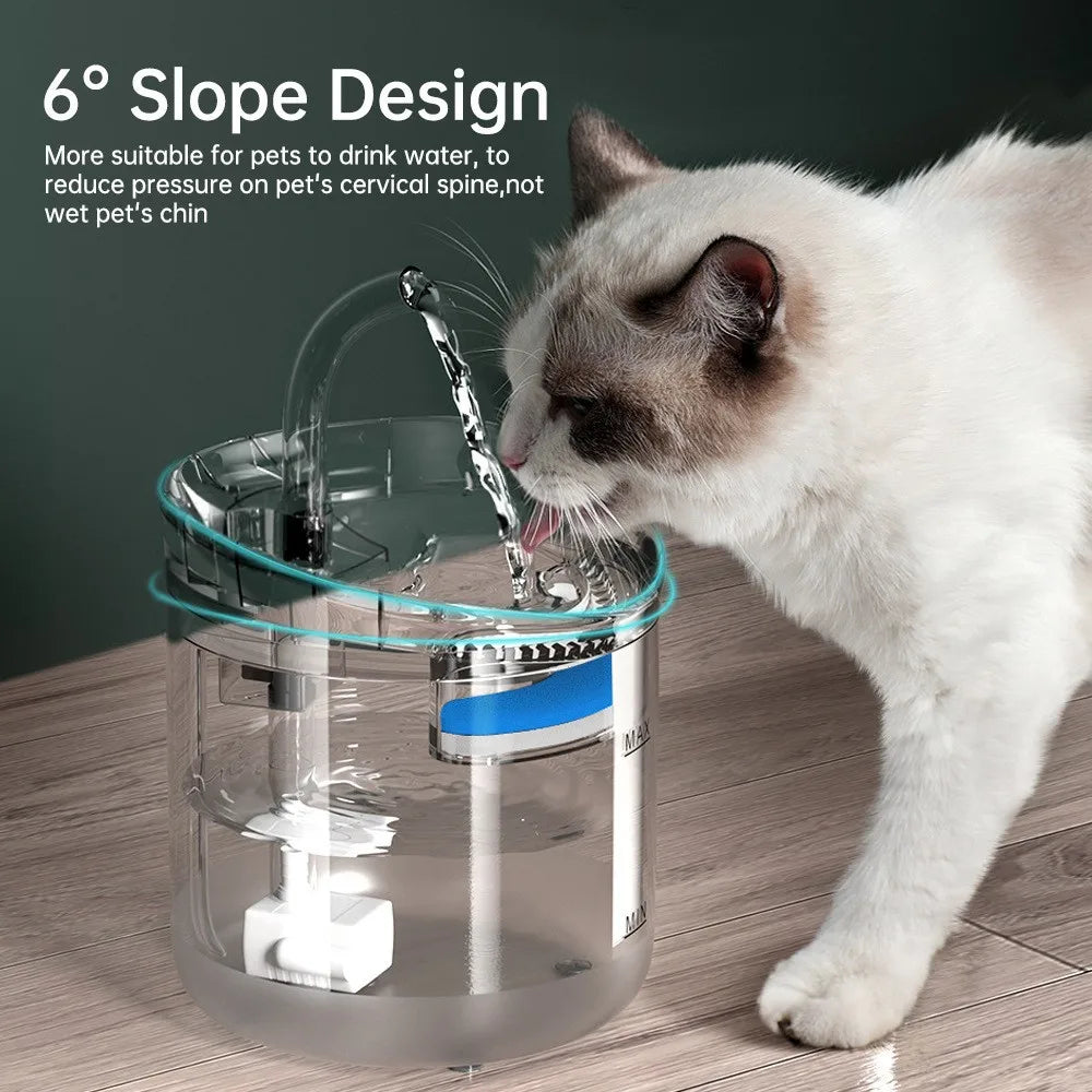 Smart Pet Water Dispenser - 1.8L, Transparent, Faucet, Filter, for Cats and Dogs
