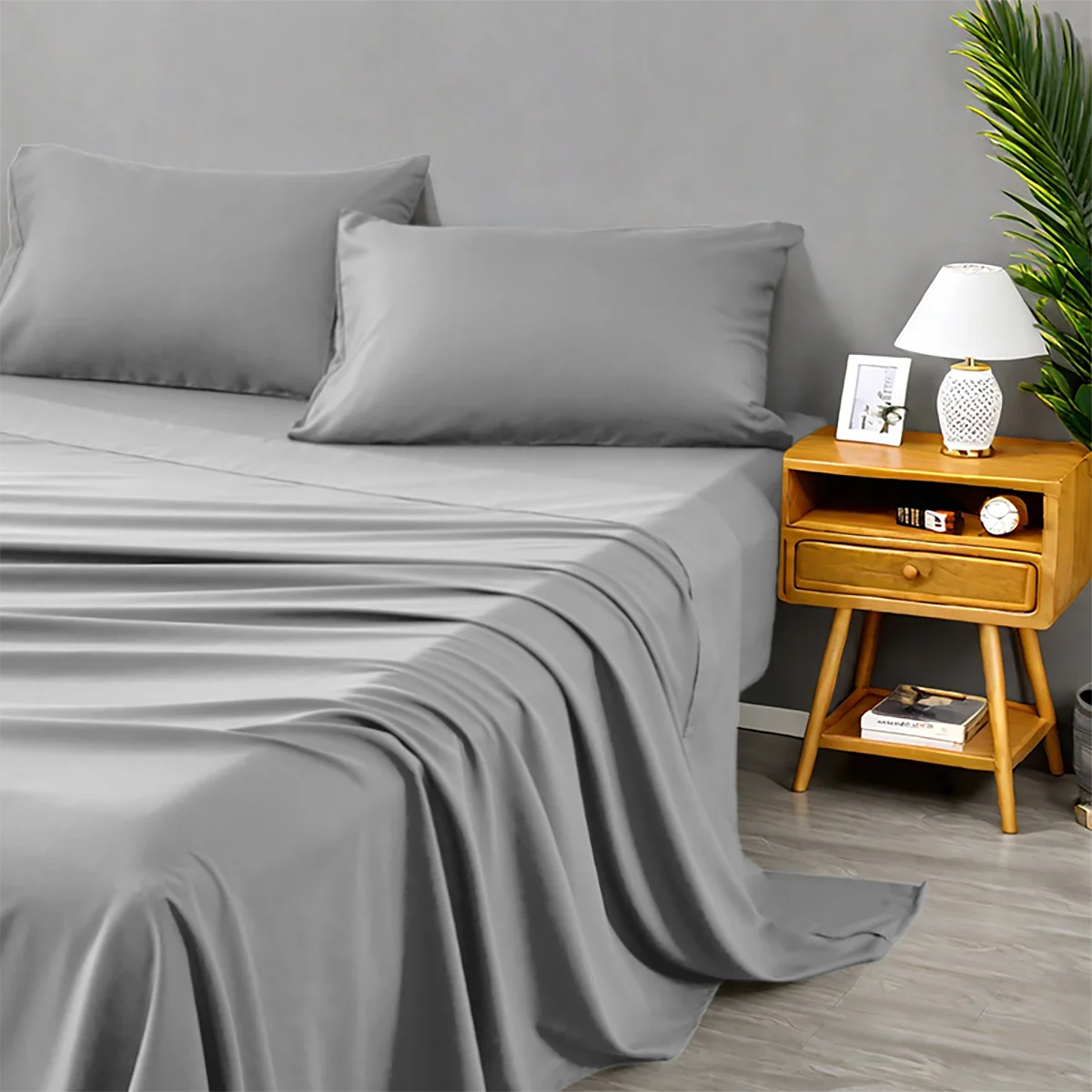 3 or 4 Piece Soft Solid-Color Fashionable Bedding Set, Brushed Microfiber, Various Colors and Sizes