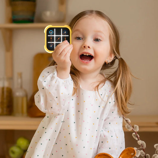 3-in-1 Portable Travel Games, TIC-TAC-TOE, Chess, Focus Challenge, Puzzles for Educational and Memory Growth