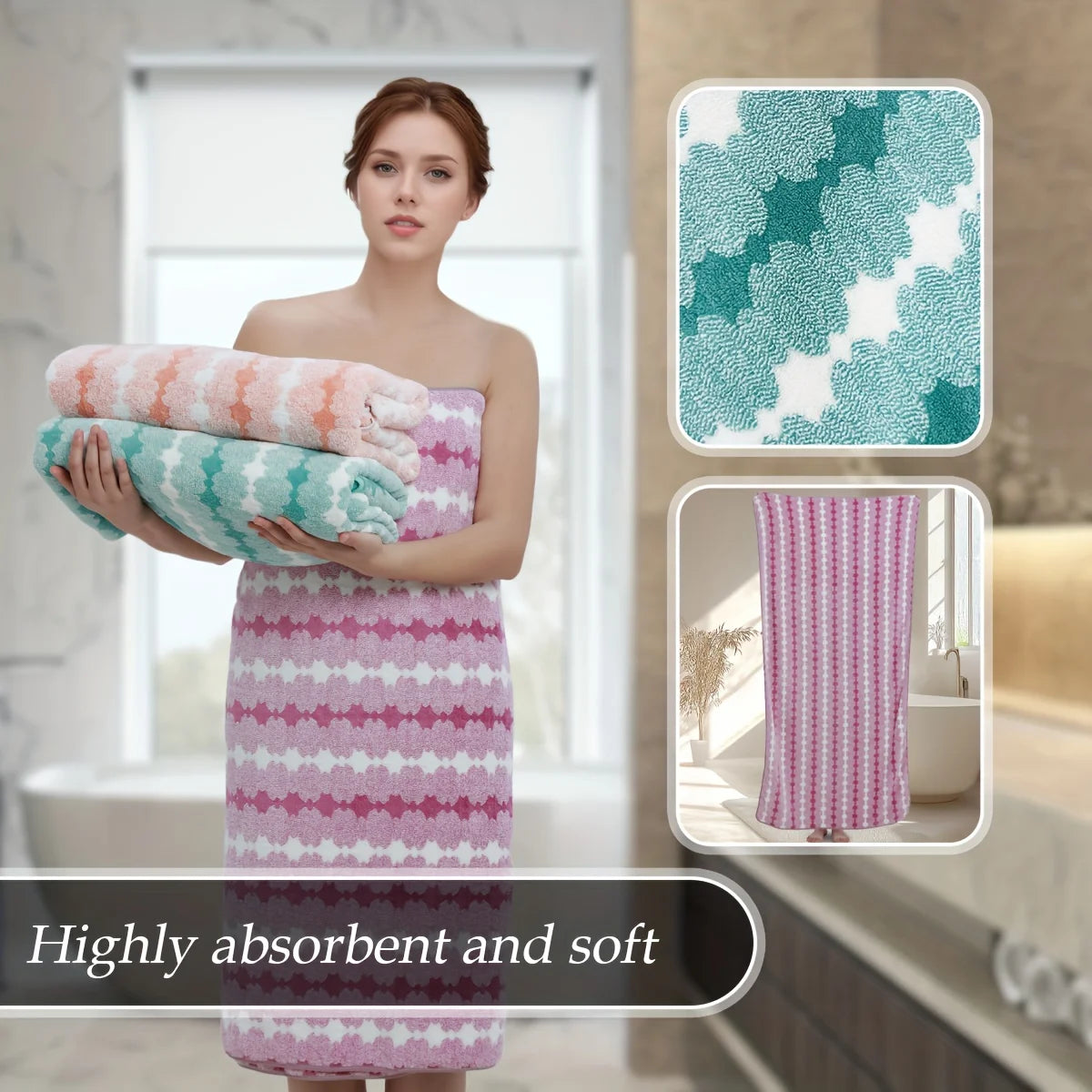4 or 8 Piece Absorbent Soft Cotton Towel Set, Quick Dry, Durable
