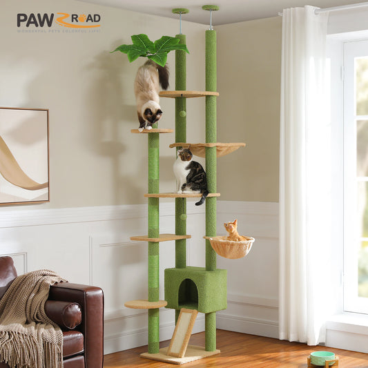 Cat Tree, Floor to Ceiling Cat Tower, Adjustable Height