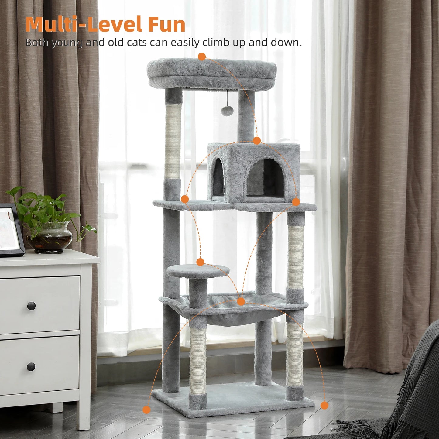 Multi-Level Cat Tree For Cats With Perches, Stable