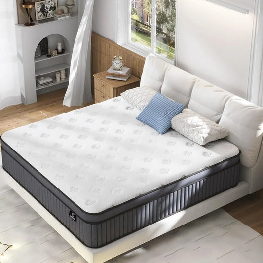 14 Inch Medium Firm Queen Mattress ,Hybrid with Gel Memory Foam, Pocket Springs, Durable