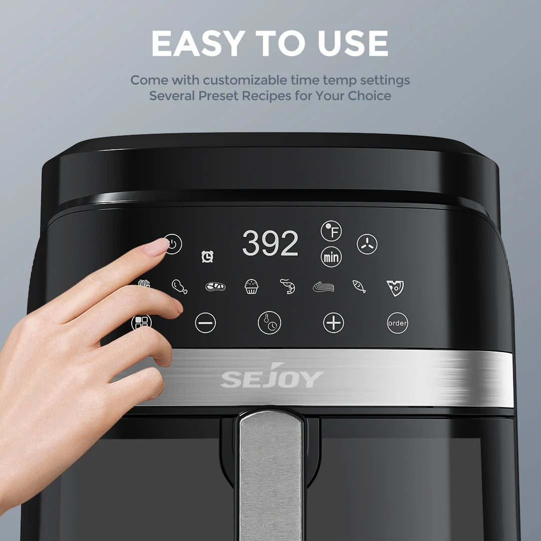 6 Quarts Large Capacity Electric Air Fryers, Oil-free, Automatic, 360°Baking Oven