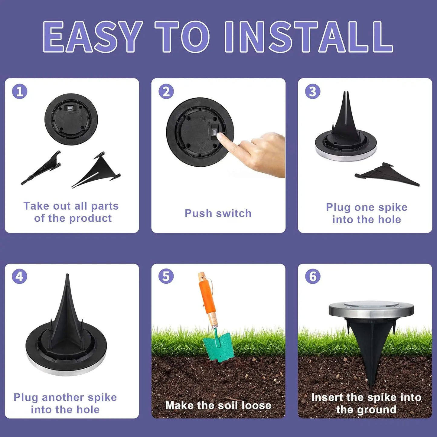 4 or 8pcs Solar Lights Outdoor, Solar Landscape Lighting for Garden, Yard, Pathway (Cool/Warm White)