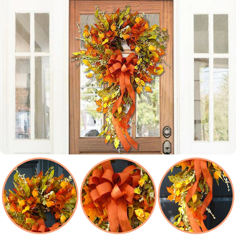 Thanksgiving Farmhouse Autumn Wreath, Maple Leaf