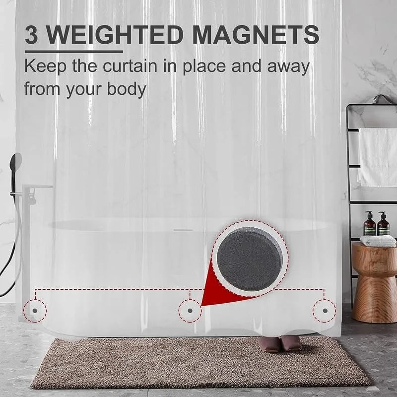 Extra Long Shower Clear Curtain Liner, 72 x 84, Plastic, Waterproof, 3 Magnets, Rustproof Grommets