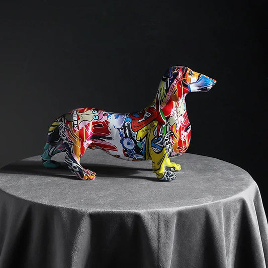 Creative Painted Colorful Dachshund Dog Decoration