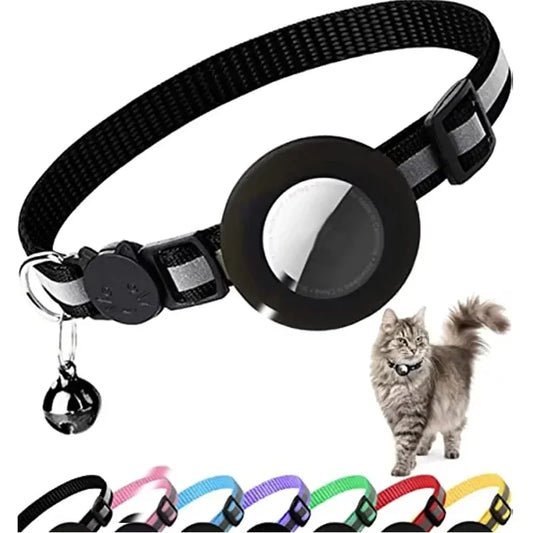 Pet Apple Airtag Cat Collar, Breakaway, Reflective, Air Tag Holder and Bell
