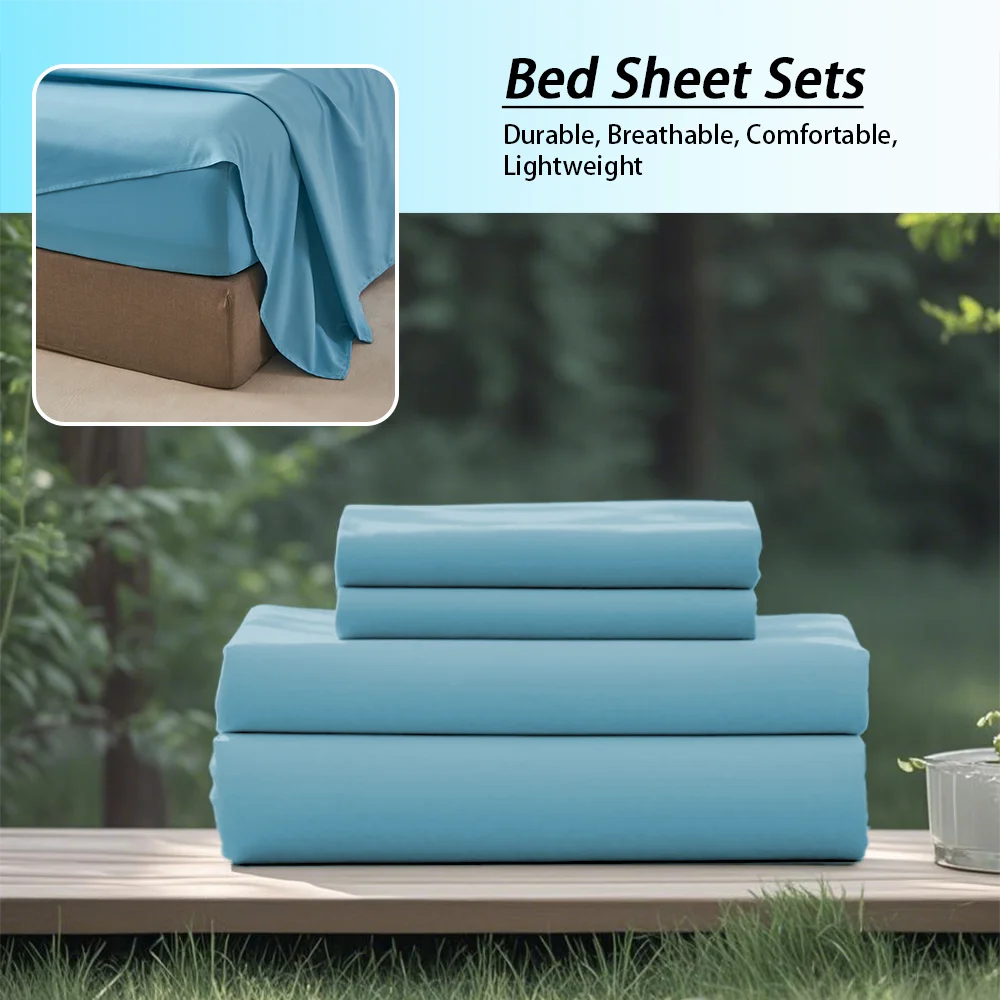 3 or 4 Piece Soft Solid-Color Fashionable Bedding Set, Brushed Microfiber, Various Colors and Sizes