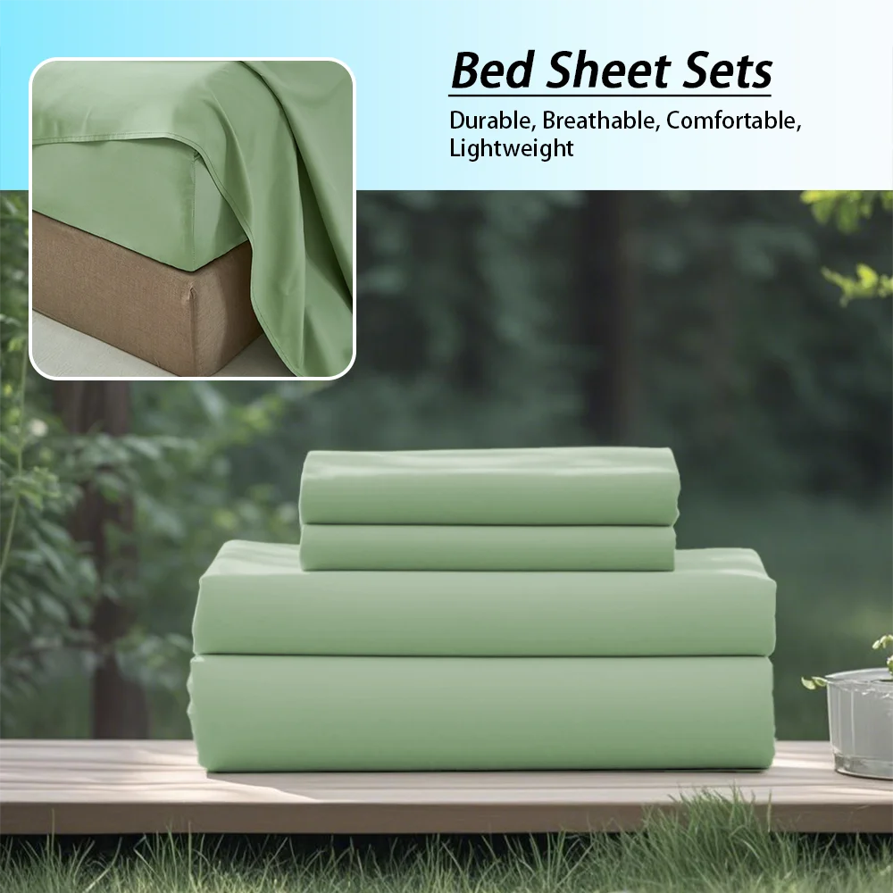 3 or 4 Piece Soft Solid-Color Fashionable Bedding Set, Brushed Microfiber, Various Colors and Sizes