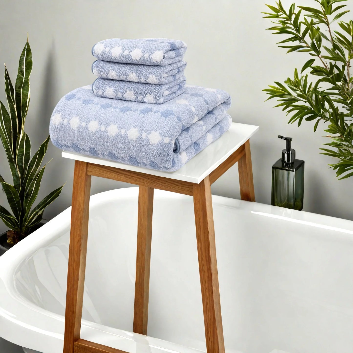 4 or 8 Piece Absorbent Soft Cotton Towel Set, Quick Dry, Durable