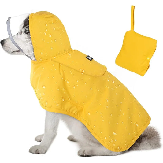 Adjustable Dog Raincoat, Waterproof, Transparent Hood, Reflective Straps