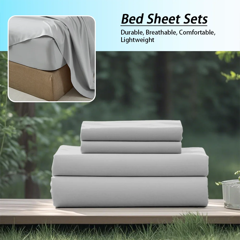 3 or 4 Piece Soft Solid-Color Fashionable Bedding Set, Brushed Microfiber, Various Colors and Sizes
