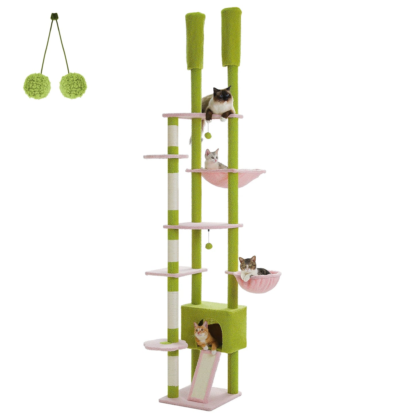 Cat Tree, Floor to Ceiling Cat Tower, Adjustable Height