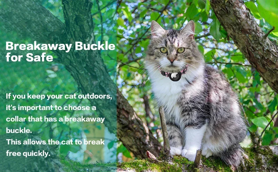 Pet Apple Airtag Cat Collar, Breakaway, Reflective, Air Tag Holder and Bell