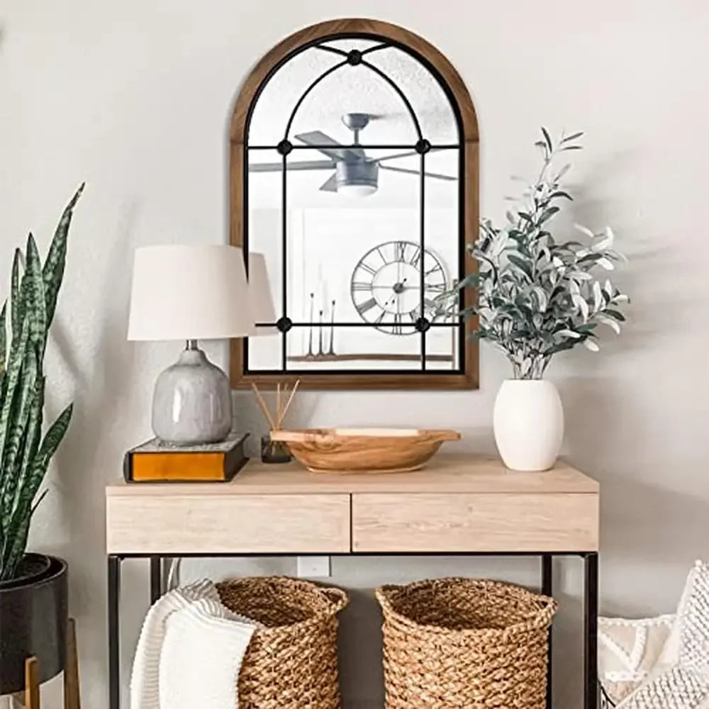 Farmhouse Arched Cathedral Style Wall Mirror