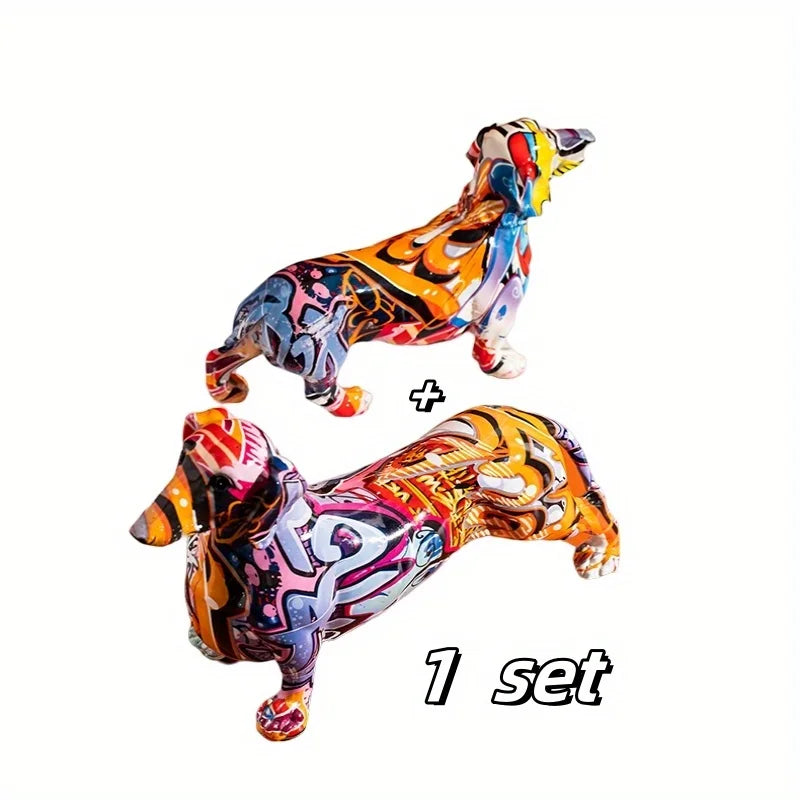 Creative Painted Colorful Dachshund Dog Decoration