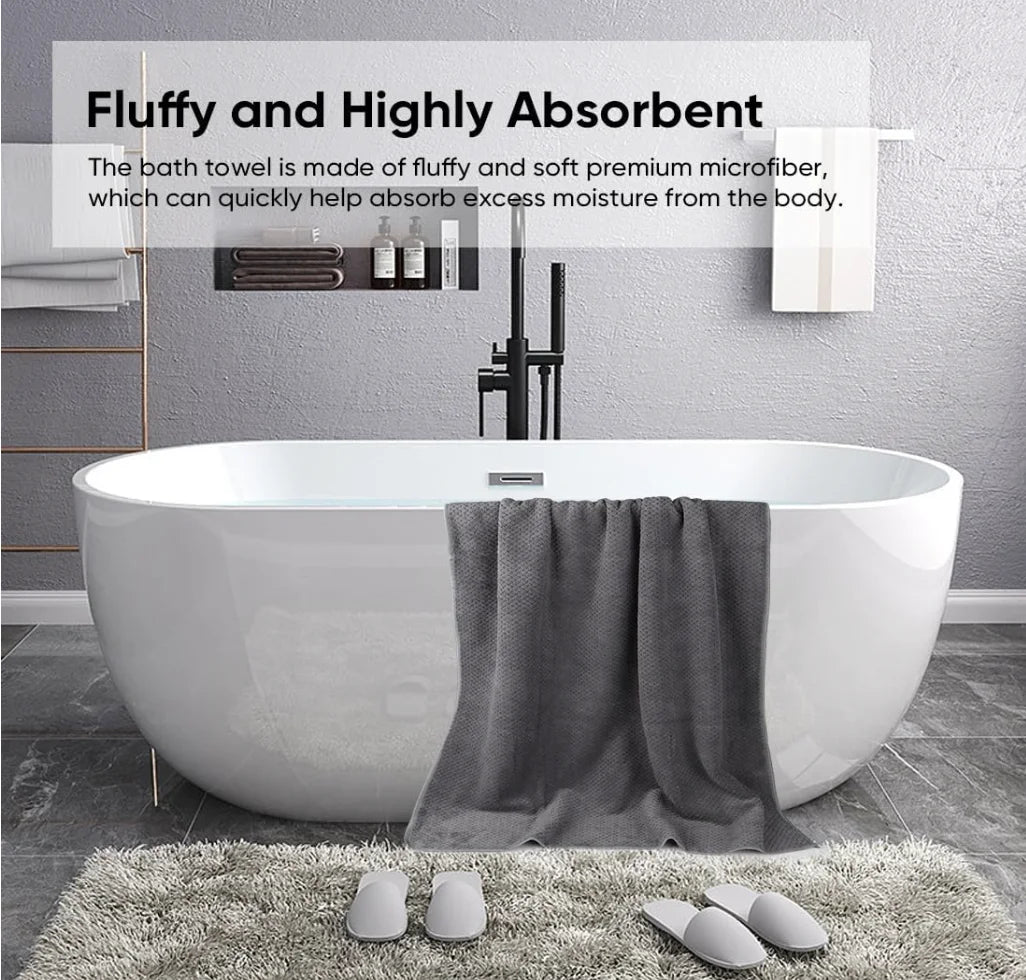 Bath Towel Set Pack of 2, (27 x 54 Inches), Microfiber, Ultra Soft, Highly Absorbent, Lightweight, Quick Drying