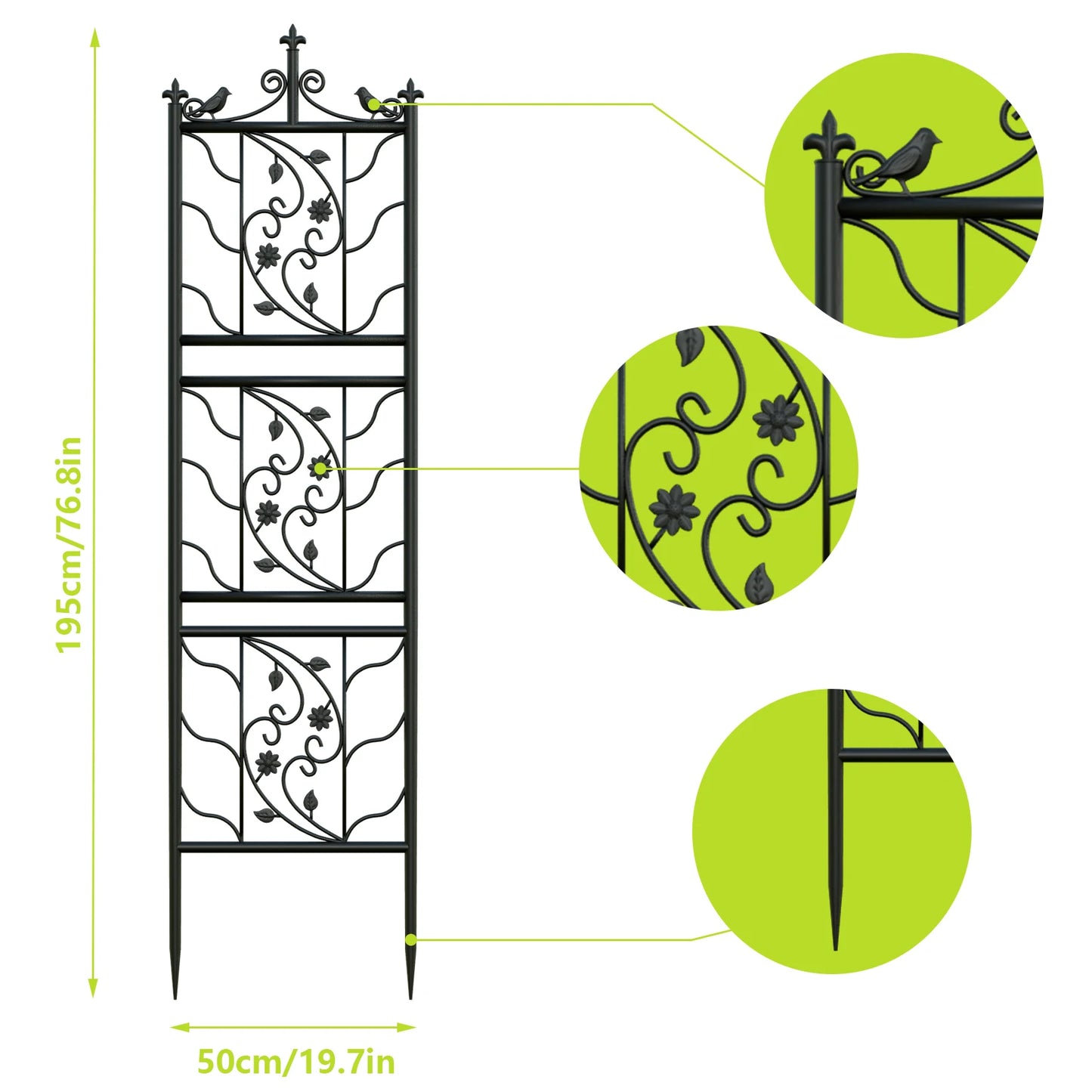 71-inch Decorative Metal Outdoor Garden Trellis, Lattice Panel