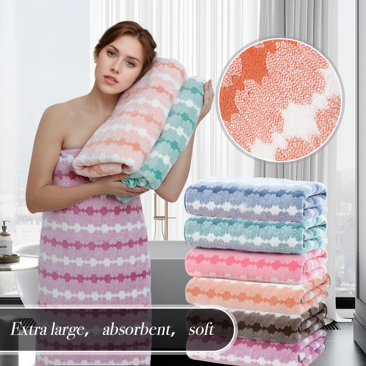 4 or 8 Piece Absorbent Soft Cotton Towel Set, Quick Dry, Durable