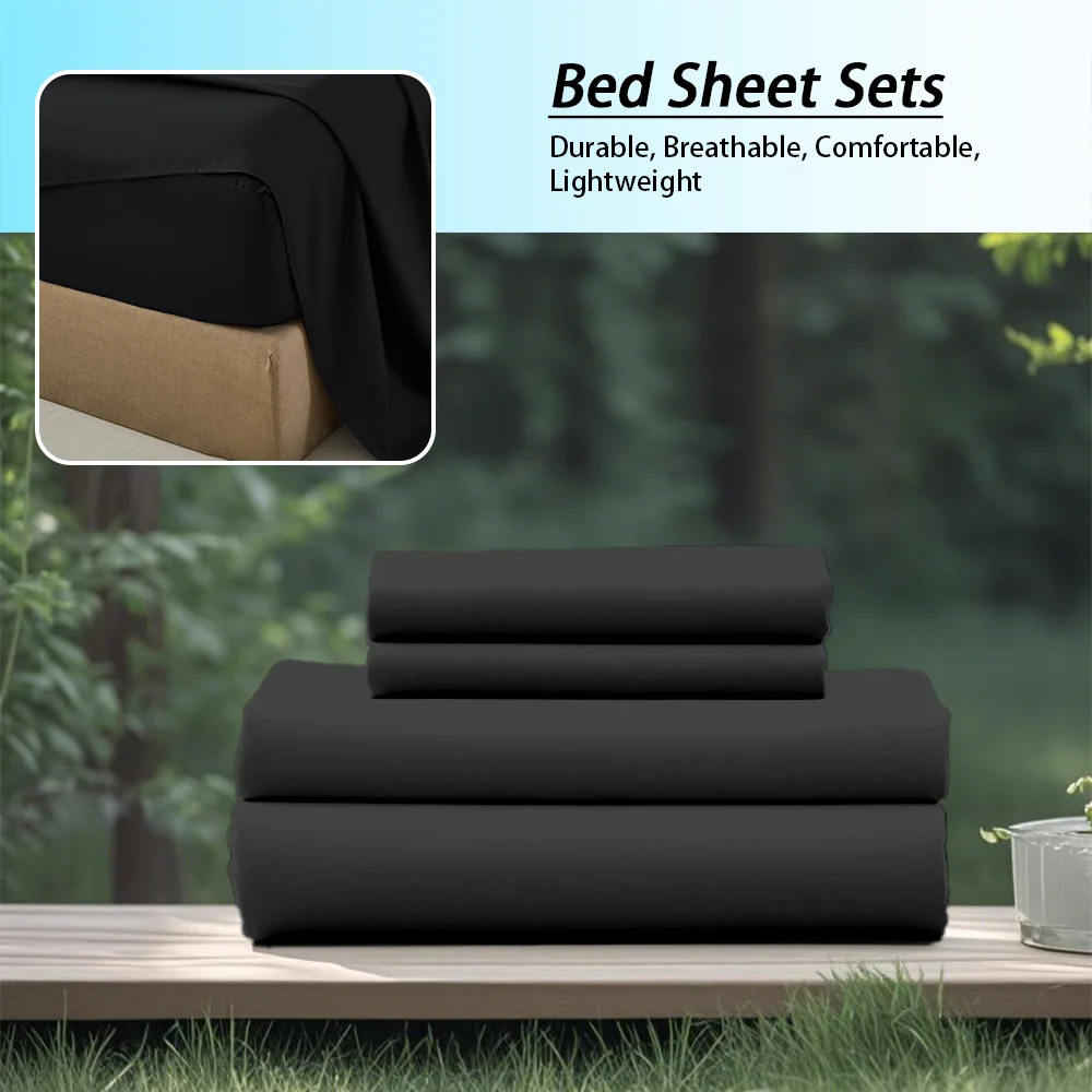 3 or 4 Piece Soft Solid-Color Fashionable Bedding Set, Brushed Microfiber, Various Colors and Sizes
