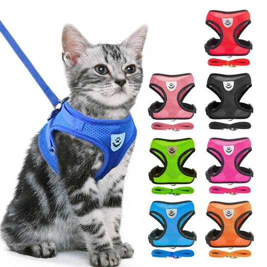 Cat Vest Harness with Lead Leash For Small Dogs and Cats, Polyester, Adjustable, Mesh