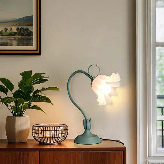 Vintage Flower Green Bedside Lamp, adjustable direction