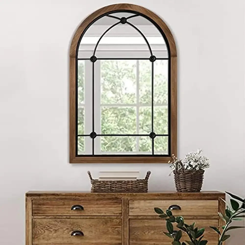Farmhouse Arched Cathedral Style Wall Mirror