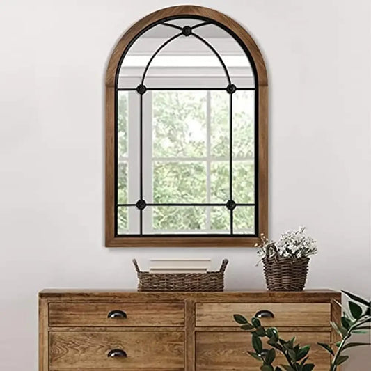 Farmhouse Arched Cathedral Style Wall Mirror