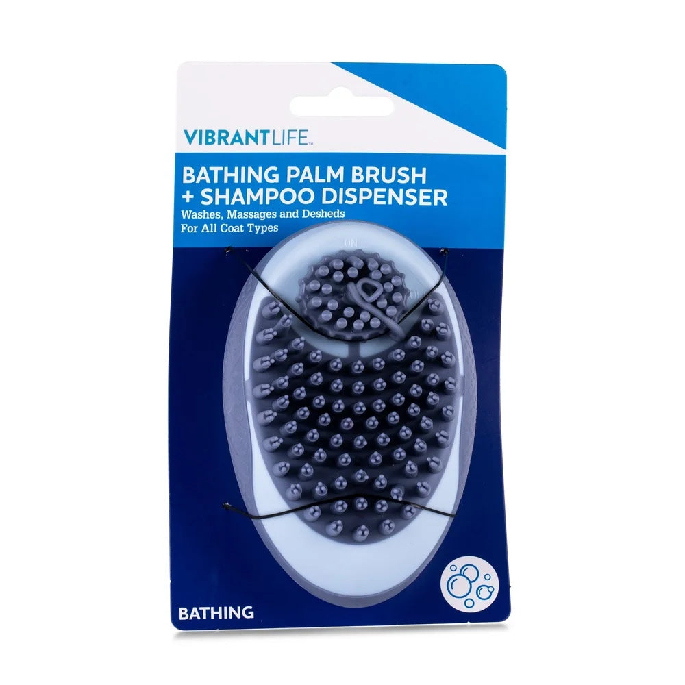 Ergonomic Dog Brush, Shampoo Dispenser, Bathing Tool, Soft Silicone Bristles