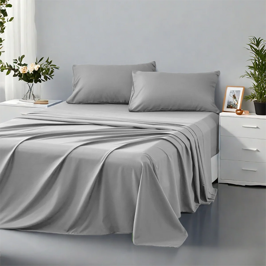 3 or 4 Piece Soft Solid-Color Fashionable Bedding Set, Brushed Microfiber, Various Colors and Sizes