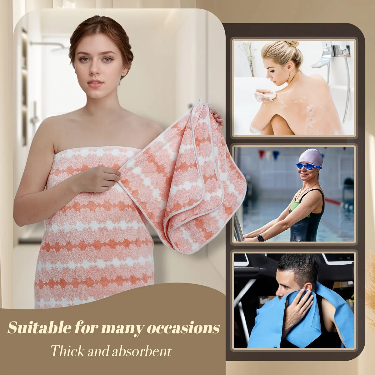 4 or 8 Piece Absorbent Soft Cotton Towel Set, Quick Dry, Durable