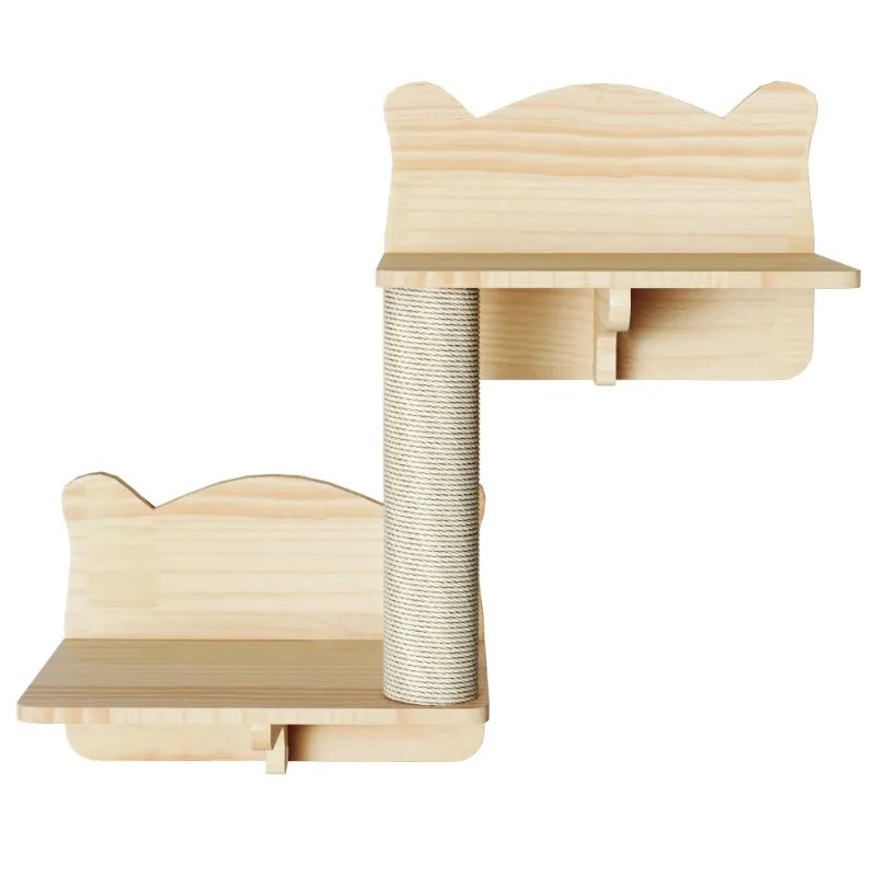 9PCS Wall-Mounted Wood Cat Climber Set