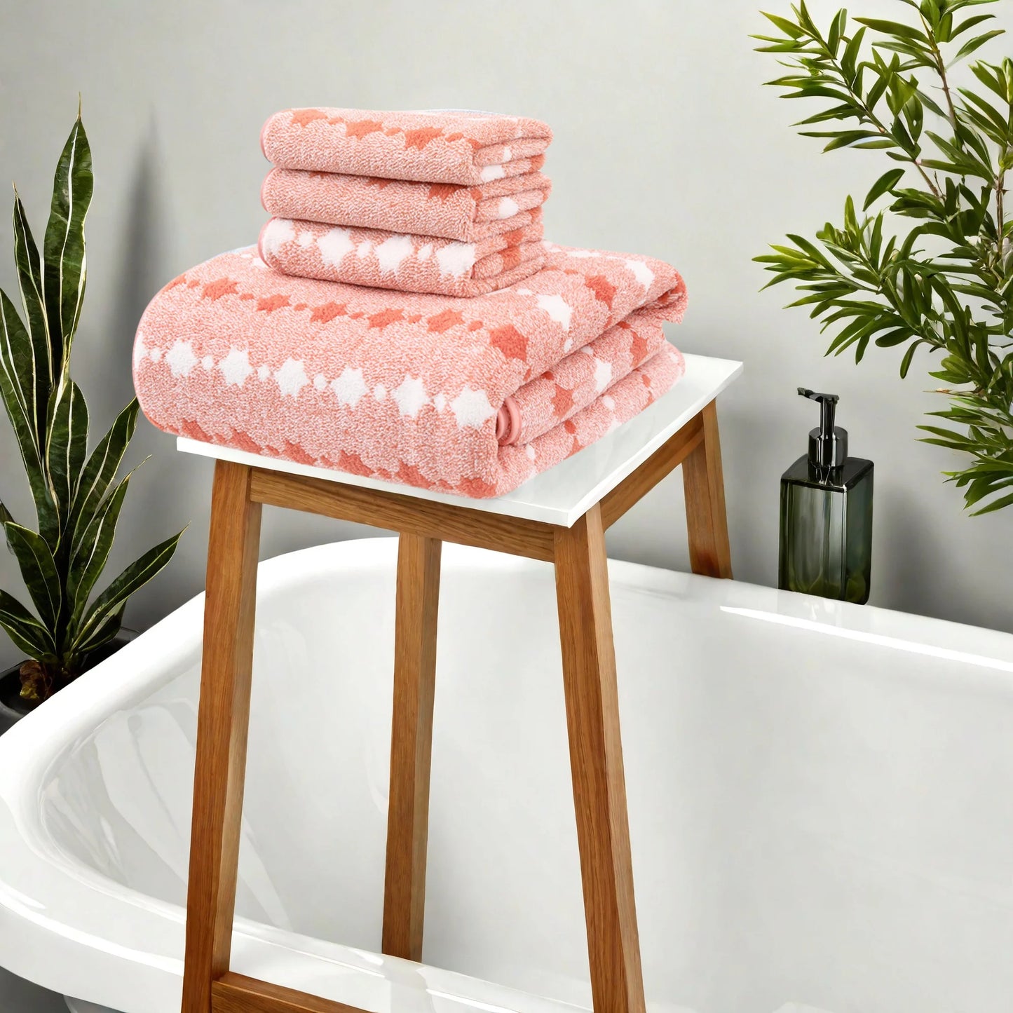 4 or 8 Piece Absorbent Soft Cotton Towel Set, Quick Dry, Durable