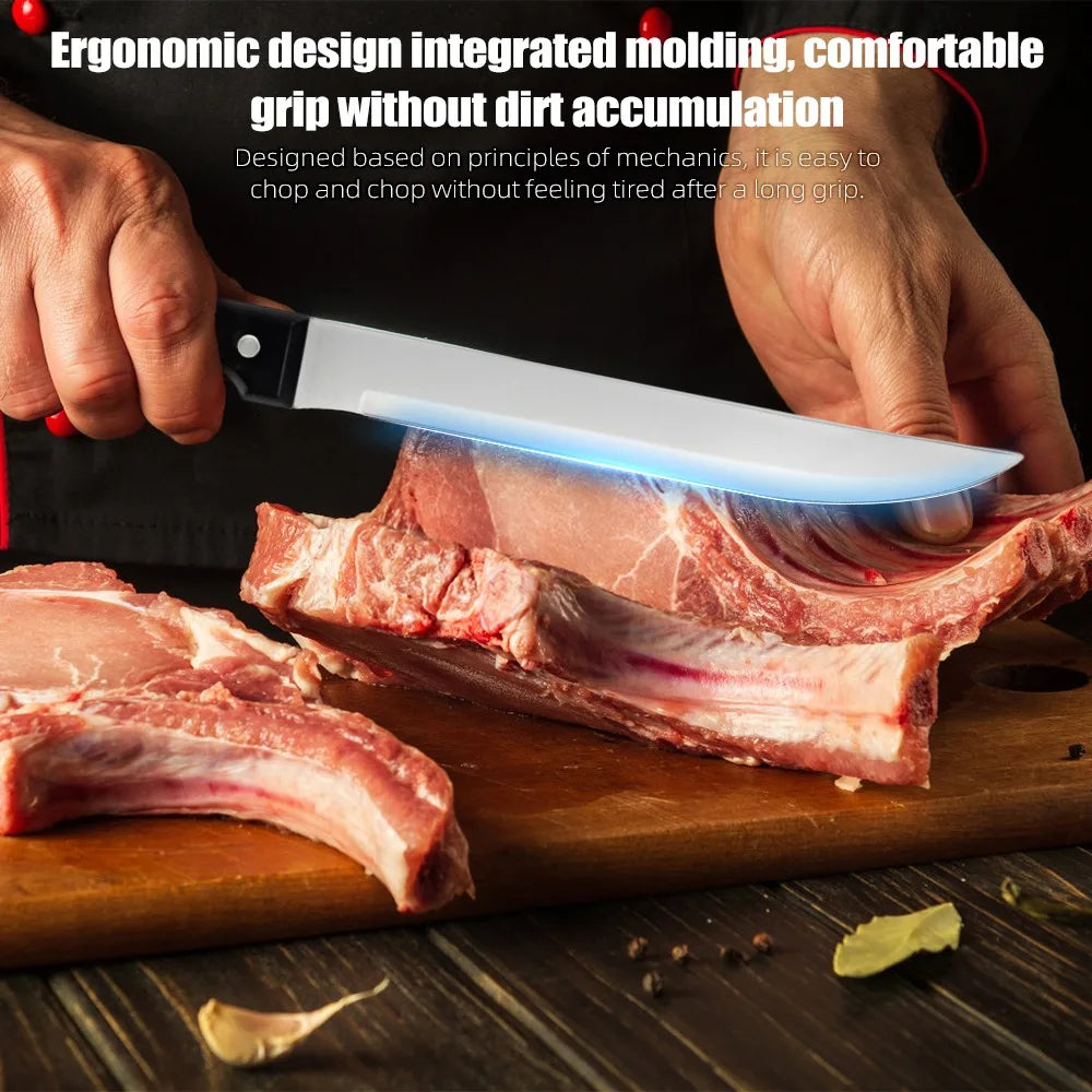 Full 15-Piece Stainless Knife Set with Scissors, Sharpening Rod, Solid Wood Knife Seat