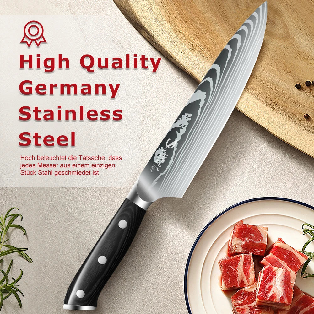 Black Handle Kitchen Knives Gift Box Set